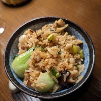 Protein of stone bowl rice at Shi Restaurant in Dubai