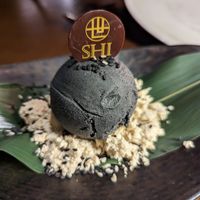 Black sesame ice cream at Shi Restaurant in Dubai