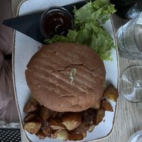 Vegan burger with tofu  at Krakovc in Ljubljana