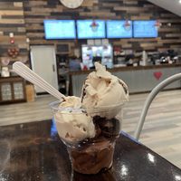 Large vegan ice cream; flavors are killer chocolate and cherry chocolate chunk.  at The Farmhouse in Patterson