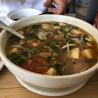 Hot and sour soup with tofu made vegan  at Pho Vietnam in Danbury