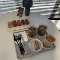 lemon, lotus, salty peanut, blueberry, earl grey and almond (as a service!) cakes ~   at Veganuary - 비거뉴어리 in Incheon