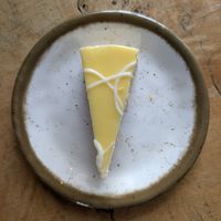 Vegan Icelandic cheesecake with lemon glaze at Restaurant Geysir Glíma  in Geysir