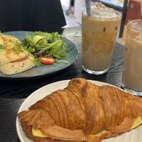 V-Ham and Cheese Croissant and Vegan Eggs Benedict   at Loving Hut Perth in Wembley