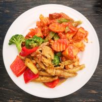 Hot Combo (chosen from the hot cabinet) at Loving Hut Perth in Wembley