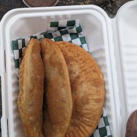 Curry chickpea empanadas with jerk sauce at rooted AF in Wilmington