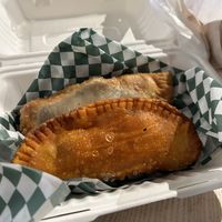 Beef and cheese empanada and curry chickpea empanada   at rooted AF in Wilmington