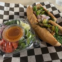 Chik’n cheesesteak and a side of kale salad.  at rooted AF in Wilmington
