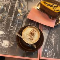 Vegan cappuccino and carrot cake at Aida - Maxingstraß in Vienna