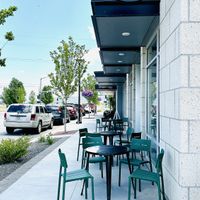Outdoor seating  at New Love Coffee in Liberty Lake