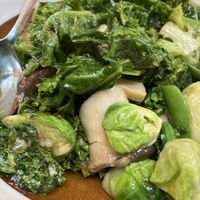 Brussel sprouts, snap peas, mushroom, kale  at TAO Restaurant and Bar in Sydney
