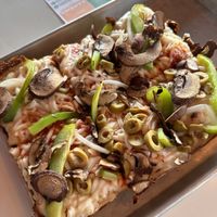 Veggie lovers with vegan cheese   at Wrecktangle Pizza in Minneapolis