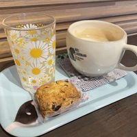Soya latte with vegan scone    at yurumu in Hiroshima