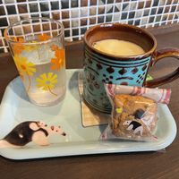 Soya latte with vegan scone    at yurumu in Hiroshima