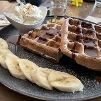 Waffeln mit Schoko Sauce  at Café Naiv in Innsbruck