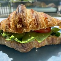 Croissant sandwich w/avo  at Feast & Fallow in Vancouver