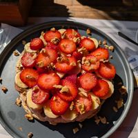 Looks pretty but the waffle was stale and dry at Mr. Waffle in Playa Del Carmen