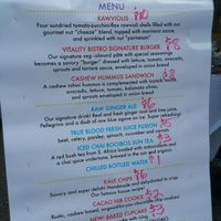 Menu.  at Vitality Bistro in Mount Dora