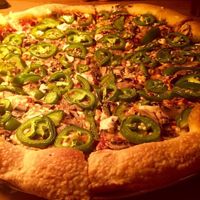 Only pic I got before we dug in and ate the whole thing! at Satchel's Pizza in Gainesville