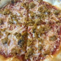 Personal pizza w bbq tempeh  at Satchel's Pizza in Gainesville