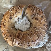 Everything with tofu roasted garlic and herb  at Zucker's Bagels & Smoked Fish in New York City