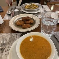 Red lentil soup and falafel   at Ciya Sofrasi in Istanbul