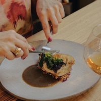 Chou cuit en croûte de miso d’épeautre at Entropy in Brussels