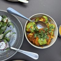 Wok fired string beans, amba pickles, amba sauce   at Amba in Cleveland