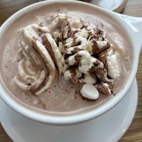 Pistachio milk hot chocolate   at Little Loaf Bakeshop in New Paltz