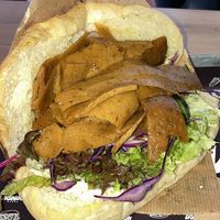 Vegan kebab: delicious, well filled with fresh veggies and vegan meat   at Crunchy Kebab in Kassel