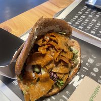 Seitan Döner. Well filled. Some bites were dry, could use more sauce  at Crunchy Kebab in Kassel