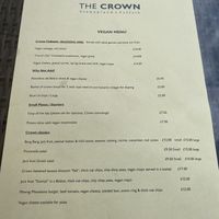 Vegan Menu (August 2024)  at The Crown  in Stowmarket