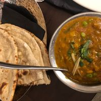 Veg Dhansak and puri breads  at Haveli in Newcastle Upon Tyne