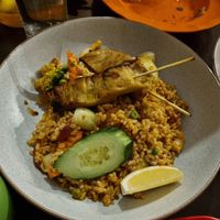 Chilli brown rice pea protein at Madame K's Vegetarian in Fitzroy