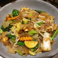 Pad see ew (they dont use the good pork anymore, now it's floppy gross chikn; also word is the new owners are going to rebrand to non-vegan in couple months) at Madame K's Vegetarian in Fitzroy