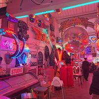 Pretty cool place. Not bad vegan options. at God's Own Junkyard in East London