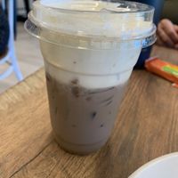 Iced chai with vanilla cloud.  at Almond & Oat Coffee House in Las Vegas