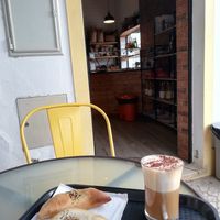 Empanadas and cappucchino at A Padaria in Aljezur