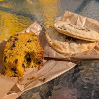 Vegan empanadas and banana bread at A Padaria in Aljezur