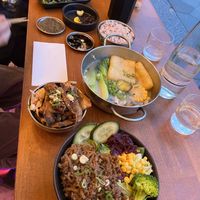 Recommend either hotpot or the vegan bowl with fried mushrooms (didn’t like the soy meat at all)  at MIBAP in Berlin