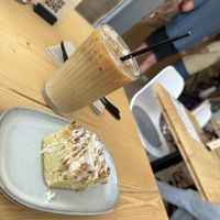 Lemon Crumble Cake and Iced Latte  at Offbeet - Southsea in Southsea
