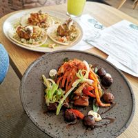Tofish tacos and Korean bbq bulgogi at Offbeet - Southsea in Southsea