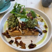 French toast with mushrooms  at Offbeet - Southsea in Southsea