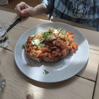 Harissa, aubergine and butterbeans on sourdough at Offbeet - Southsea in Southsea