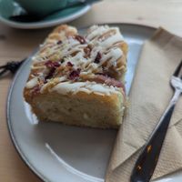 White chocolate and peach cake at Offbeet - Southsea in Southsea