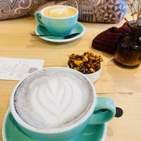 Black sesame latte wow! And bacon nuts - so good!   at Offbeet - Southsea in Southsea