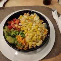 Cachupa with salad at Nha Gost in Santa Maria