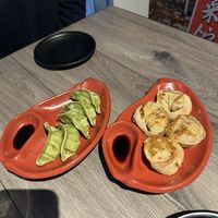 Vegetable Gyozas and Kimchi dumplings  at Harvest Oriental Cuisine in Grimsby