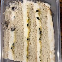 Passionfruit layer cake (yes it’s vegan )  at Krishna Food in Christchurch