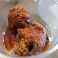 Veggie balls with tomato  sauce at Krishna Food in Christchurch